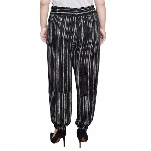 NY Collection Plus Size 1X Smock-Waist Pants Black Gray - Picture 3 of 4